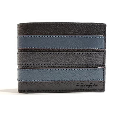 Coach Slim Billfold Wallet Varsity Stripe Black - Picture 4 of 8